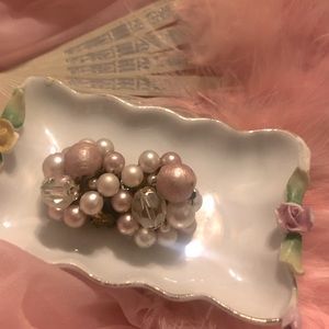 MCM pink vintage clip on earrings rockabilly pinup princess